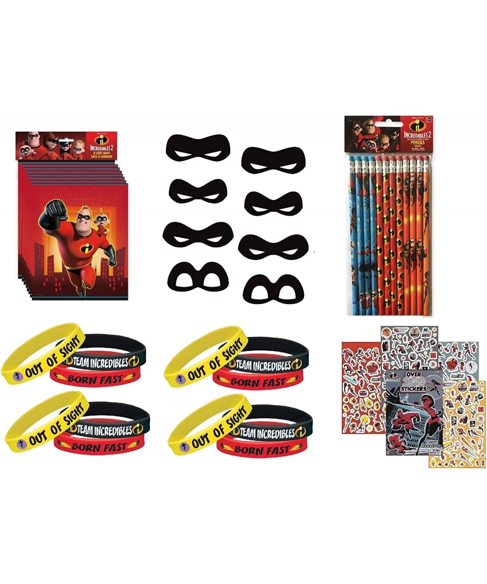 The Incredibles Birthday Party Supplies Favor Bundle Pack Includes Loot Bags Paper Masks Pencils Bracelets Stickers $39.15 Ki...