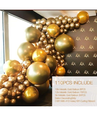 Metallic Gold Balloon Kit 110PCS 18In 12In 5In Gold Balloon Arch Garland For Festival Picnic Family Engagement Wedding Birthd...