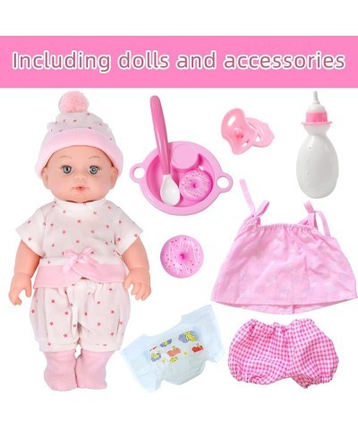 12 Inch Soft Body Baby Doll Vinyl Reborn Baby Doll with Clothes and Accessories Set Including Pacifier Bottle Tableware and 2...