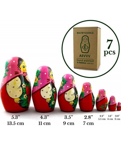 Wooden Russian Nesting Dolls with Strawberries Set 7 pcs - Baboushka Nesting Dolls $60.09 Nesting Dolls