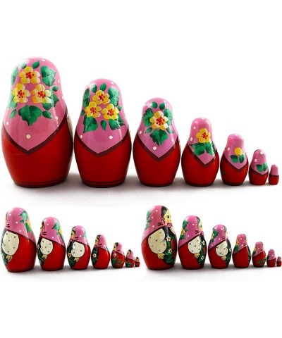 Wooden Russian Nesting Dolls with Strawberries Set 7 pcs - Baboushka Nesting Dolls $60.09 Nesting Dolls