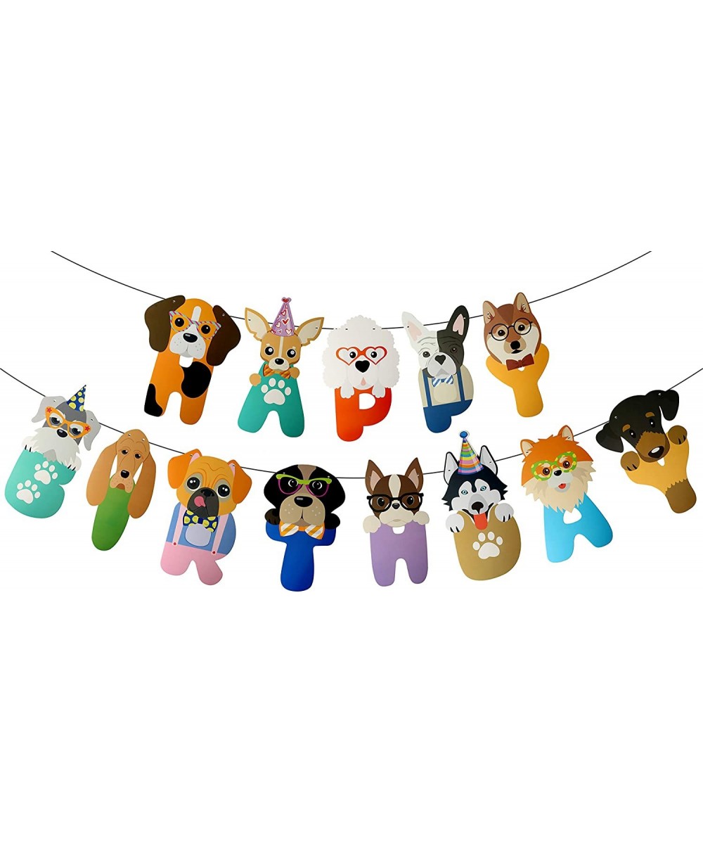 Happy Birthday Dog Letter Banner Cute Puppy Banner Supplies Birthday Party Decoration $16.75 Kids' Party Decorations