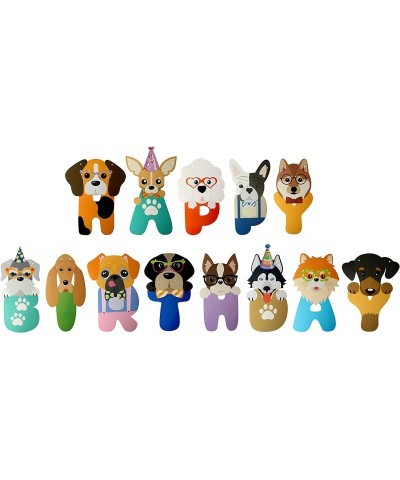 Happy Birthday Dog Letter Banner Cute Puppy Banner Supplies Birthday Party Decoration $16.75 Kids' Party Decorations