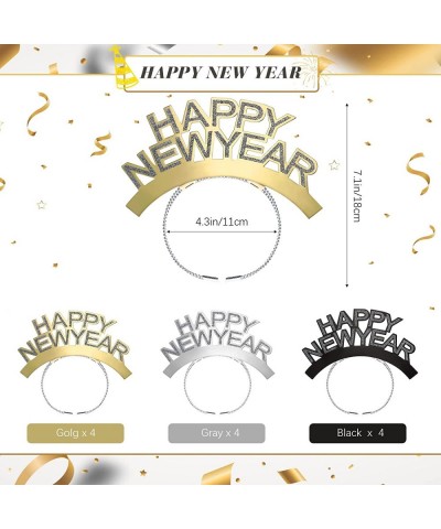 24 Pieces New Year Party Supplies Includes 12 Pieces Glitter Metallic Fringed Noise Maker 12 Pieces Happy New Year Headband G...