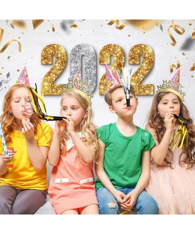 24 Pieces New Year Party Supplies Includes 12 Pieces Glitter Metallic Fringed Noise Maker 12 Pieces Happy New Year Headband G...