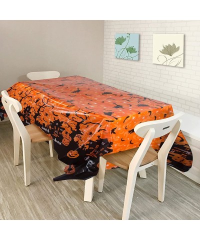 1 Pack Halloween Table Cloth Table Covers 51 x 78.7 Inch Rectangular Orange Pumpkin and Black Bat Halloween Party Tablecloth ...