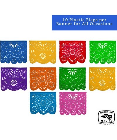 Mexican Party Banners (2 Pack with 10 Multicolor Plastic Flags per Banner) - Mexican Themed Party Decorations - Papel Picado ...