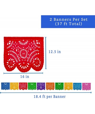 Mexican Party Banners (2 Pack with 10 Multicolor Plastic Flags per Banner) - Mexican Themed Party Decorations - Papel Picado ...