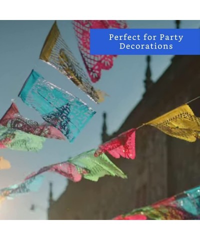 Mexican Party Banners (2 Pack with 10 Multicolor Plastic Flags per Banner) - Mexican Themed Party Decorations - Papel Picado ...