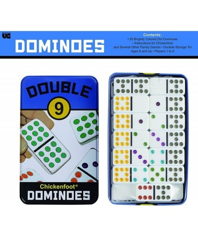 Double 9 Colored Dot Dominoes Travel Tin Set from University Games 2 to 8 Players Ages 8 to 99 $17.31 Domino & Tile Games