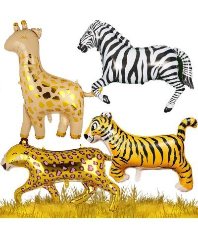 4 Pcs Jumbo 46 Inch Leopard Zebra Giraffe Tiger Balloon Baby Shower Wild One Safari Zoo Jungle Theme 1st Birthday Party Cheet...