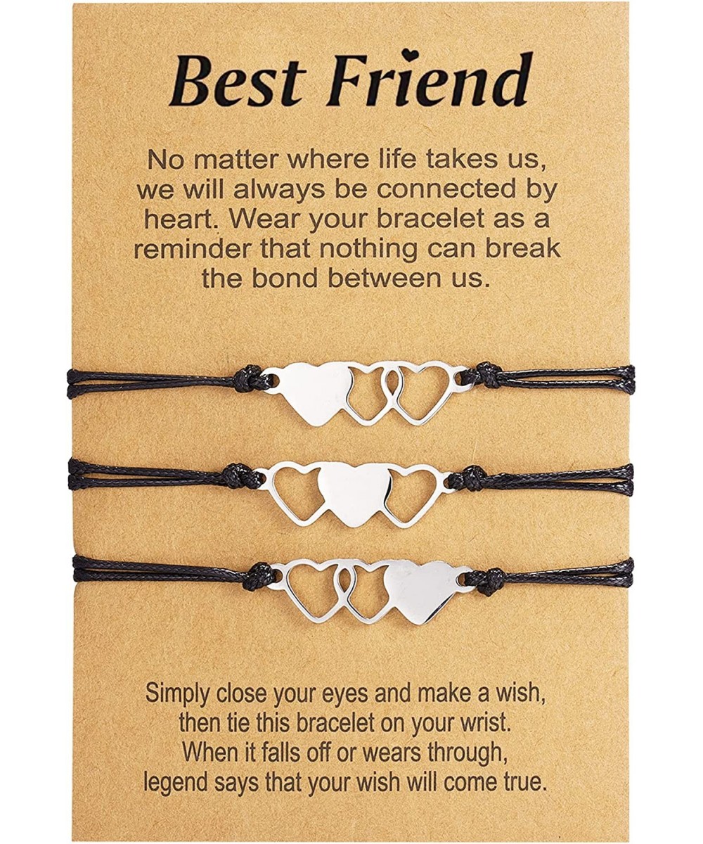 2/3/4/5 Pcs Best Friends Bracelets Pink Promise Heart Friendship Gifts Wish Bracelets with Card for Women Best Friends Girls ...