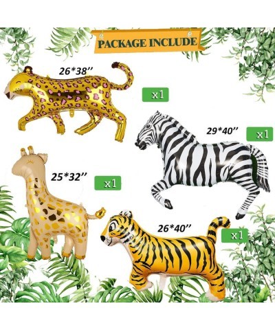 4 Pcs Jumbo 46 Inch Leopard Zebra Giraffe Tiger Balloon Baby Shower Wild One Safari Zoo Jungle Theme 1st Birthday Party Cheet...