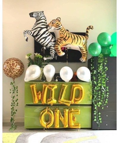 4 Pcs Jumbo 46 Inch Leopard Zebra Giraffe Tiger Balloon Baby Shower Wild One Safari Zoo Jungle Theme 1st Birthday Party Cheet...