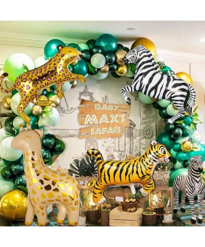 4 Pcs Jumbo 46 Inch Leopard Zebra Giraffe Tiger Balloon Baby Shower Wild One Safari Zoo Jungle Theme 1st Birthday Party Cheet...