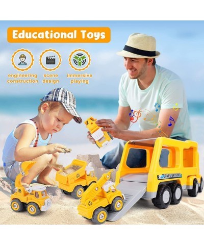 Toddler Kids Toys for 2 3 4 5 Year Old Boy 5 in 1 Construction Vehicles Toy Trucks with Light and Melodies Friction Powered C...