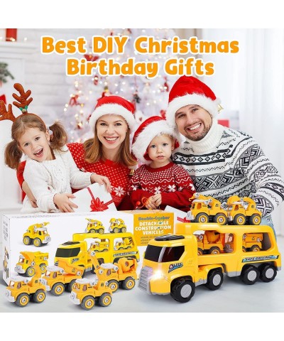 Toddler Kids Toys for 2 3 4 5 Year Old Boy 5 in 1 Construction Vehicles Toy Trucks with Light and Melodies Friction Powered C...