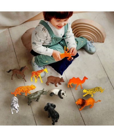 12 Pack Safari Animals Figures Toys Realistic Wild Zoo Animals Plastic Figurines African Jungle Animals Playset with Lion Tig...