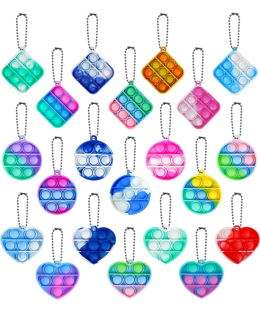 21 PCS Mini Pop Bubble Fidget Sensory Toy Silicone Rainbow Stress Reliever Hand Toy Squeeze Key-Chain Toy for Adults and Kids...