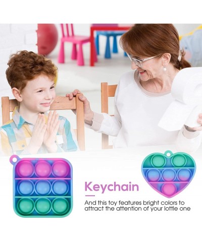 21 PCS Mini Pop Bubble Fidget Sensory Toy Silicone Rainbow Stress Reliever Hand Toy Squeeze Key-Chain Toy for Adults and Kids...