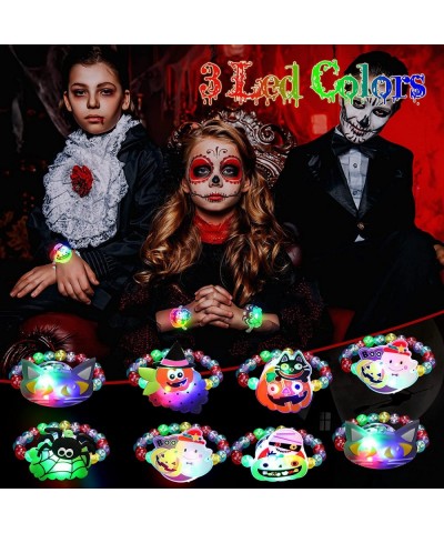 20 Pcs Halloween LED Bracelets Light up Bracelet Halloween Party Favors Glow in The Dark Bracelets Treats for Kids Trick or T...