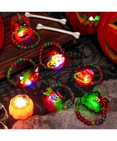 20 Pcs Halloween LED Bracelets Light up Bracelet Halloween Party Favors Glow in The Dark Bracelets Treats for Kids Trick or T...