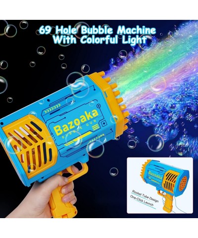 Bubble Machine Bubble Gun 69 Holes with Colorful Lights Rocket Boom Bubble Gun Blower for Adults Kids Rocket Launcher Bubble ...