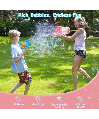 Bubble Machine Bubble Gun 69 Holes with Colorful Lights Rocket Boom Bubble Gun Blower for Adults Kids Rocket Launcher Bubble ...