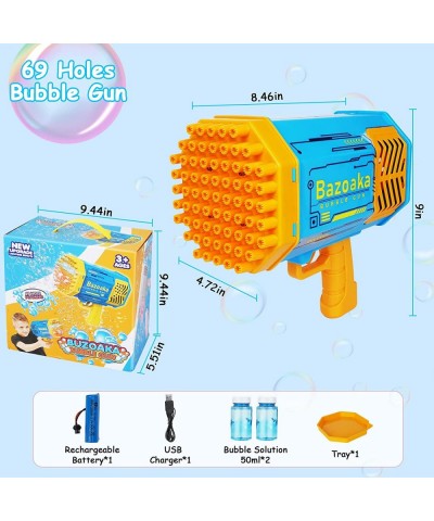 Bubble Machine Bubble Gun 69 Holes with Colorful Lights Rocket Boom Bubble Gun Blower for Adults Kids Rocket Launcher Bubble ...