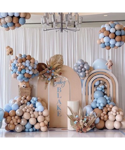 Light Blue Brown Balloon Garland Arch Kit-131Pcs Neutral and Nude Cream Beige Double Stuffed Balloons for Boho Boy We Can Bea...