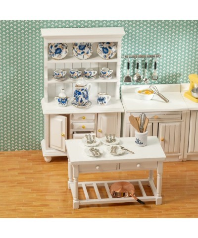 Miniature Dollhouse Furniture Kitchen Set - Kitchen Cabinet Cupboards and Tea Set – 1 12 Scale Dollhouse Accessories $31.84 D...