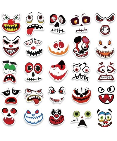 50 PCS Non-Repeating Halloween Expression Stickers Halloween Face Decals Kit Stickers for Kids Adults Vinyl Waterproof Sticke...