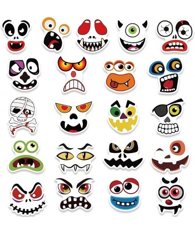 50 PCS Non-Repeating Halloween Expression Stickers Halloween Face Decals Kit Stickers for Kids Adults Vinyl Waterproof Sticke...