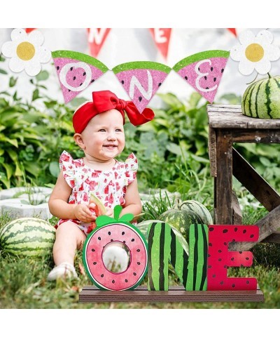 Watermelon Party Decorations for First Birthday Watermelon Party Supplies 1st Birthday Watermelon One Letter Sign Wooden Tabl...