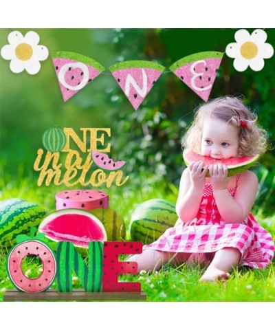 Watermelon Party Decorations for First Birthday Watermelon Party Supplies 1st Birthday Watermelon One Letter Sign Wooden Tabl...