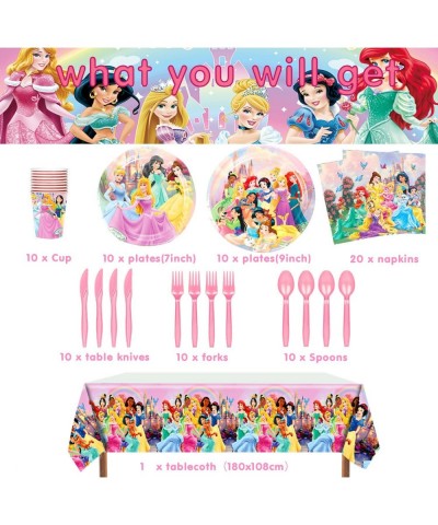 Princess Birthday Party Supplies Princess Party Decoration Set Contains Plates Napkins Knives Forks Spoons Cups Princess Tabl...