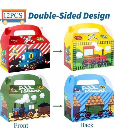 12pcs Railroad Train Crossing Party Gift Treat Boxes Steam Train Goodie Candy Boxes for Railway Train Theme Party Favors Kids...