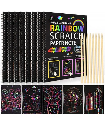 8 Pack Scratch Arts Drawing Notebook Paper for Kids Art Supplies Large Rainbow Scratch and Sketch Books Set for Kids Party Fa...