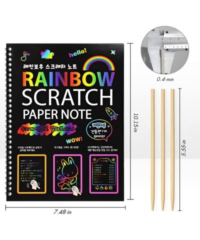 8 Pack Scratch Arts Drawing Notebook Paper for Kids Art Supplies Large Rainbow Scratch and Sketch Books Set for Kids Party Fa...