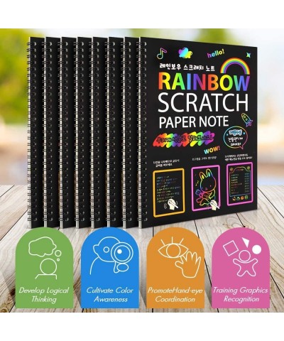 8 Pack Scratch Arts Drawing Notebook Paper for Kids Art Supplies Large Rainbow Scratch and Sketch Books Set for Kids Party Fa...