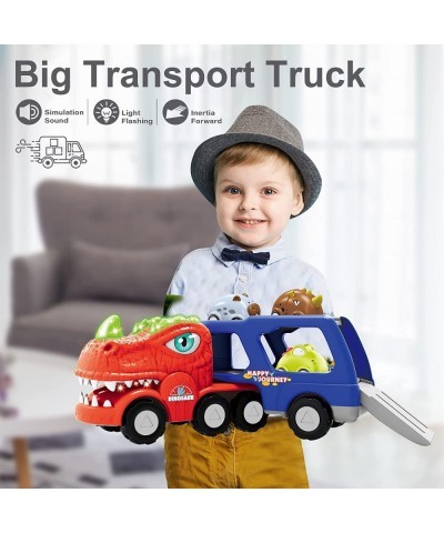 Dinosaur Toy Truck Car Toys for Toddlers 9 in 1 Carrier Trucks for 3 4 5 6 Years Old Boys and Girls Friction Power Truck Tran...