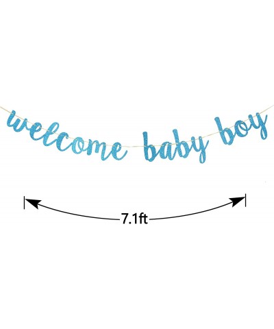 Welcome Baby Boy Banner Blue Glitter A Litter Prince Baby Shower Gender Reveal Pregnant AF Baby 1st 2nd Birthday Party Decora...