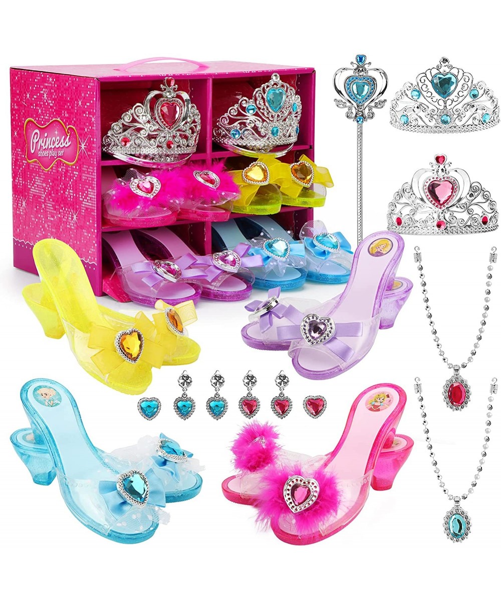 Girls Princess Dress Up Shoes and Jewelry Toys Set Girls Role Play Shoes Collection Toys for Girls Princess Dress Up Clothes ...