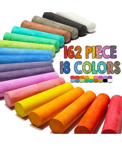 162 Pack 18 Colors Washable Sidewalk Chalk Set Non-Toxic Jumbo Chalk for Outdoor Art Play Paint on Playground School Classroo...