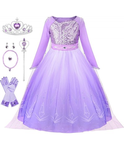 Girls Sparkly Princess Costume Snow Party Dress up Purple Halloween Cosplay Pageant Costume $45.83 Kids' Costumes