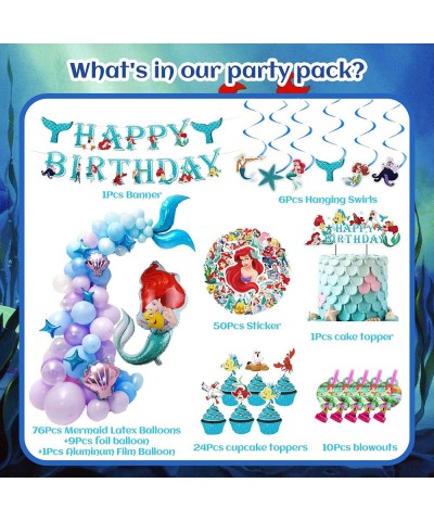 272 PCS Little Mermaid Birthday Party Supplies Party Decorations Ariel Birthday Decorations included Happy Birthday Banner Ba...