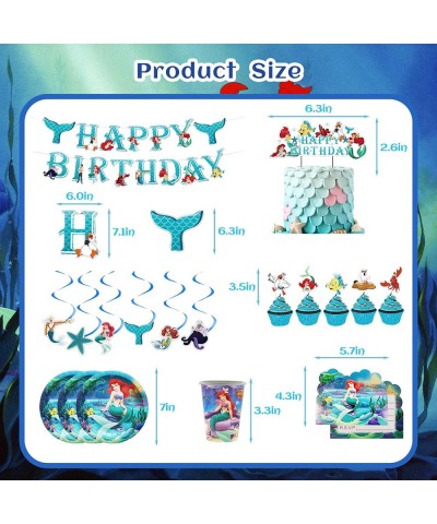 272 PCS Little Mermaid Birthday Party Supplies Party Decorations Ariel Birthday Decorations included Happy Birthday Banner Ba...