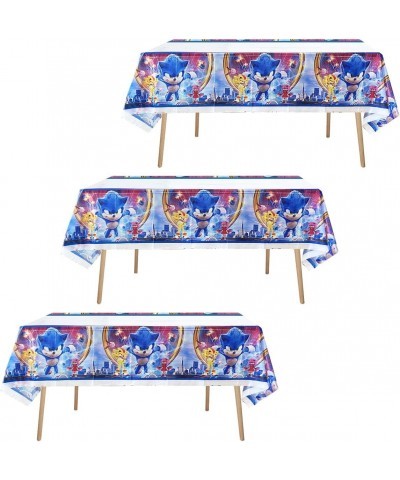 3pcs Blue Hedgehog Tablecloths 70.8x42.5'' Baby Shower Kids Boys Happy Birthday Party Decoration Supplies Hedgehog Plastic Ta...