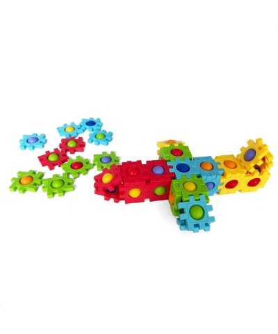 Two-in-One Pop Blocks Pop Puzzle 48PCS Jigsaw Puzzles STEM Toys for 4 5 6 7 8 Year Old Kids Bubble Popping Sensory Toy Autism...