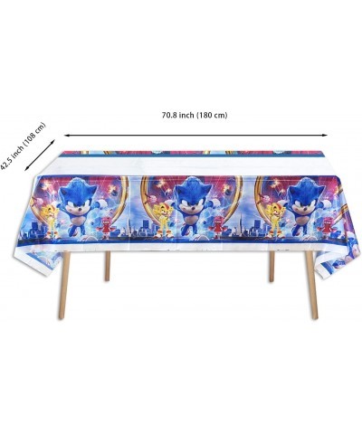 3pcs Blue Hedgehog Tablecloths 70.8x42.5'' Baby Shower Kids Boys Happy Birthday Party Decoration Supplies Hedgehog Plastic Ta...